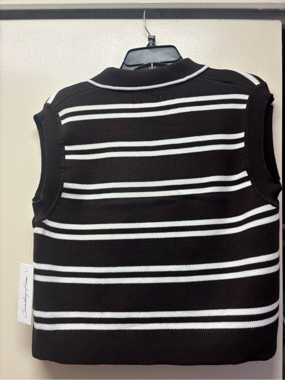 Sunday Free Black & White Striped Knit Vest Gold Buttons – Size XL NWT - Picture 4 of 4